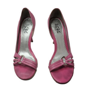 Bcbg Paris pink open toe 3 strap pumps